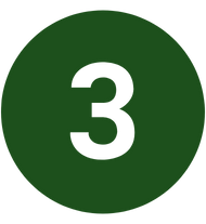 número tres en un círculo verde oscuro